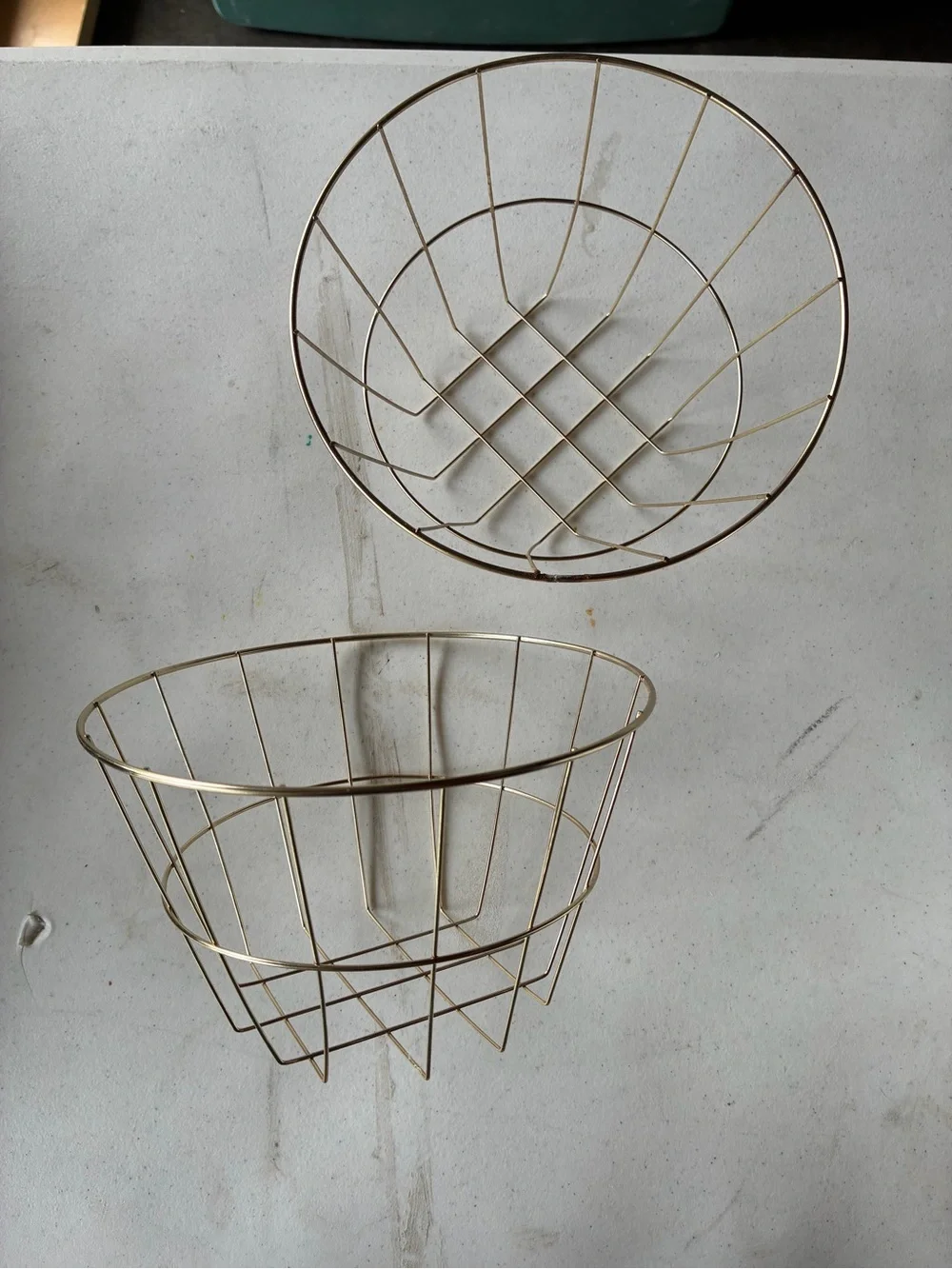 Gold Wire Decorative Basket Set - 2 Piece